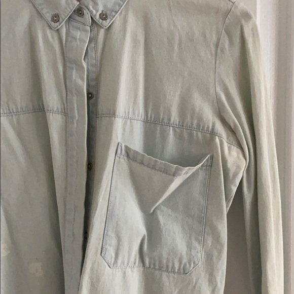 Zara Acid Wash Denim Button Down Shirt - Picture 5 of 6